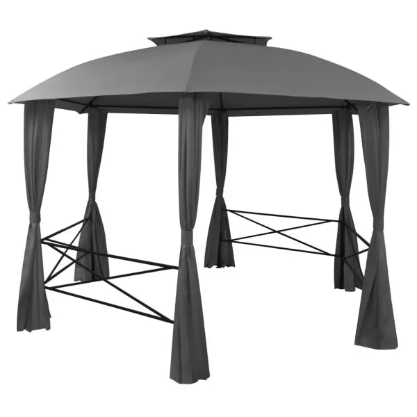 Marchiză pavilion de grădină cu perdele, 360×265 cm, hexagonal