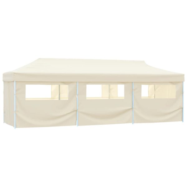 Cort de petrecere pliabil cu 8 pereți laterali, crem, 3 x 9 m