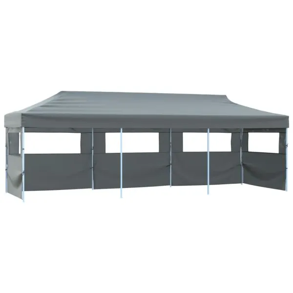 Cort petrecere pliabil cu 5 pereți laterali, antracit, 3 x 9 m
