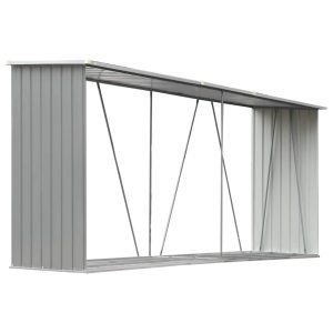 Șopron depozitare lemne, oțel galvanizat, 330x84x152 cm, gri