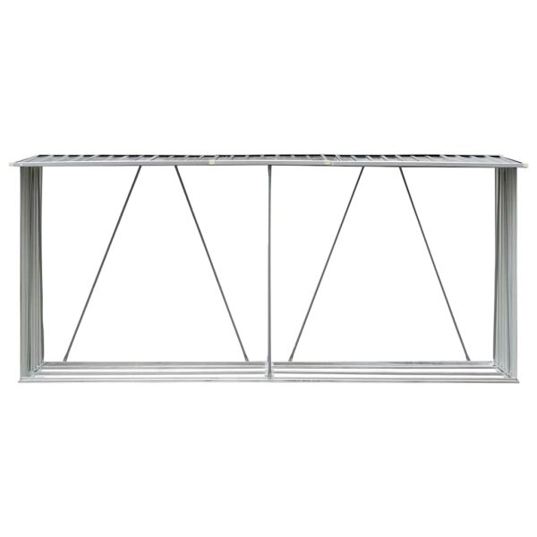 Șopron depozitare lemne, oțel galvanizat, 330x84x152 cm, gri