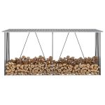 Șopron depozitare lemne, oțel galvanizat, 330x84x152 cm, gri