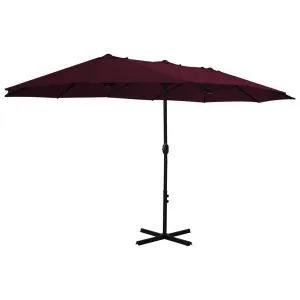 Umbrelă soare exterior, stâlp aluminiu, roșu bordo, 460×270 cm