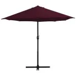 Umbrelă soare exterior, stâlp aluminiu, roșu bordo, 460×270 cm