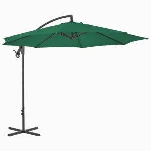 Umbrelă în consolă de grădină, stâlp din oțel, verde, 300 cm
