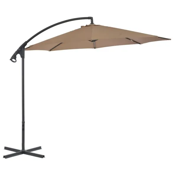 Umbrelă în consolă cu stâlp din oțel, taupe, 300 cm
