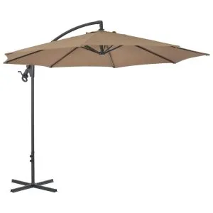 Umbrelă în consolă cu stâlp din oțel, taupe, 300 cm