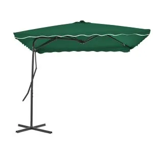 Umbrelă de soare de exterior, stâlp din oțel, verde, 250×250 cm