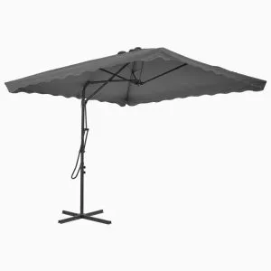 Umbrelă soare de exterior, stâlp din oțel, antracit, 250×250 cm