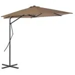 Umbrelă de soare de exterior, stâlp din oțel, gri taupe, 300 cm