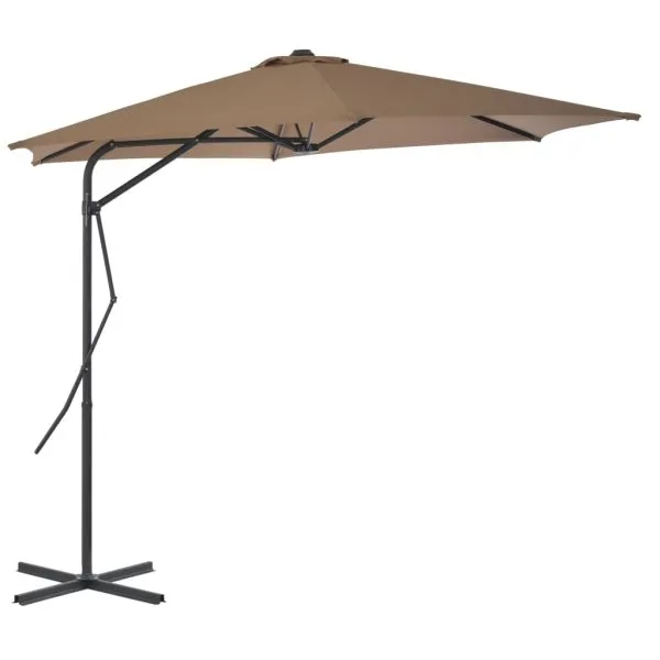 Umbrelă de soare de exterior, stâlp din oțel, gri taupe, 300 cm