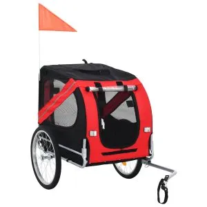 Remorcă de bicicletă pentru animale de companie, roșu & negru