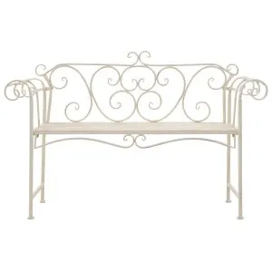 Bancă de grădină, alb vintage, 132 cm, metal