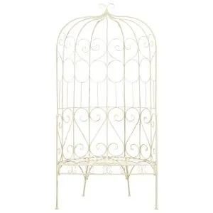 Bancă de grădină, alb vintage, 95 cm, fier