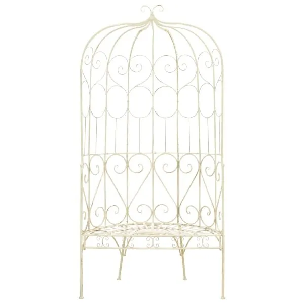 Bancă de grădină, alb vintage, 95 cm, fier