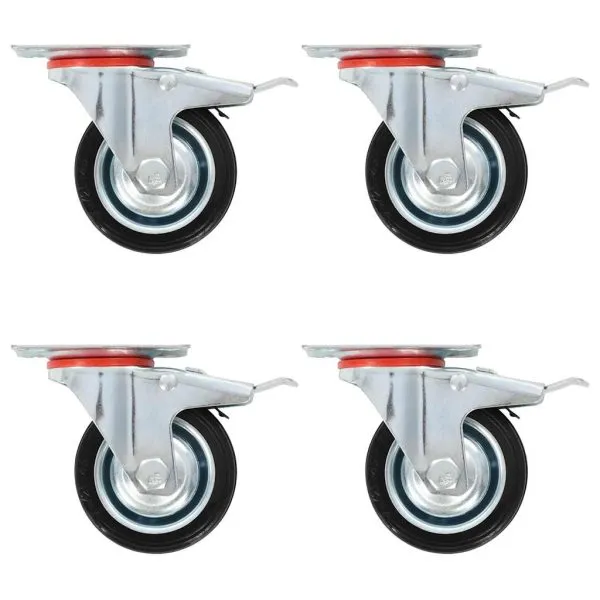 Roți pivotante cu frâne duble, 4 buc., 75 mm