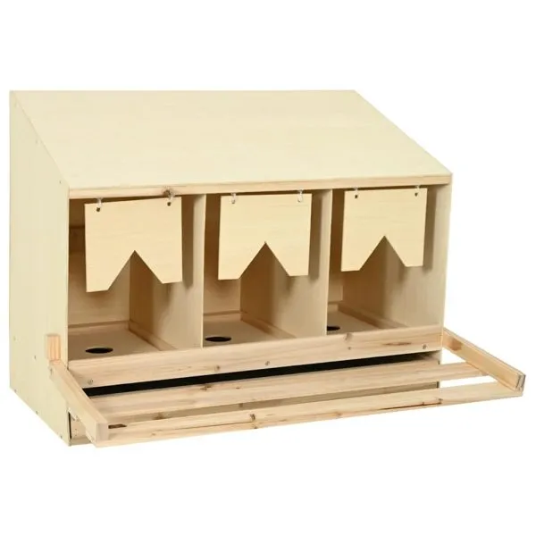Cuibar găin cu 3 compartimente, 93x40x65 cm, lemn masiv pin