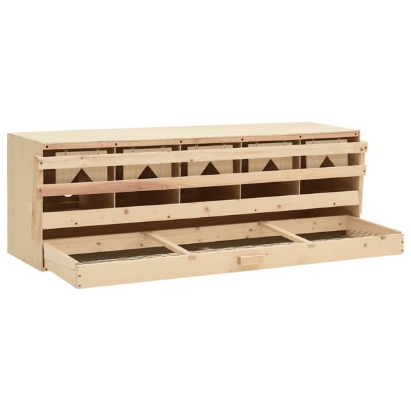 Cuibar găini cu 5 compartimente, 117x33x38 cm, lemn masiv pin