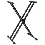 Set suport de claviatură dublu și taburet, negru