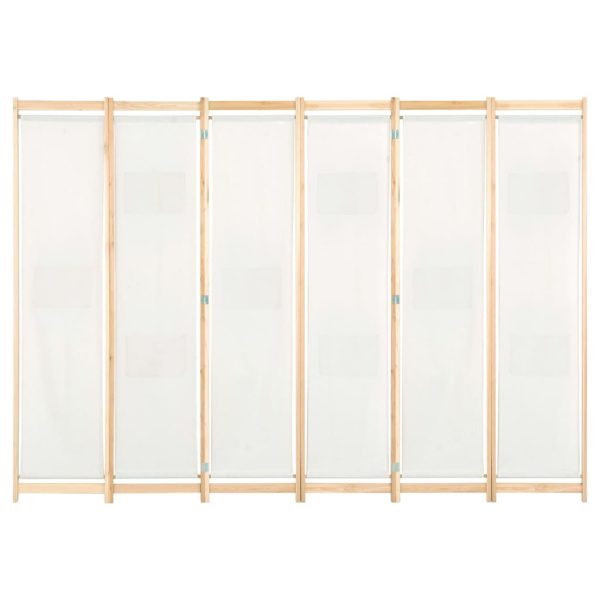 Paravan cameră, 6 panouri, crem, 240×170 x4 cm, material textil