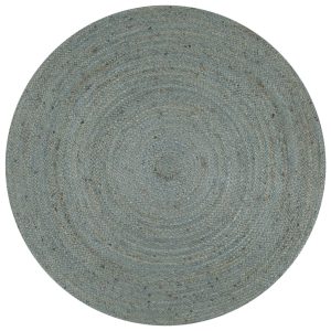 Covor manual, verde măsliniu, 90 cm, iută, rotund