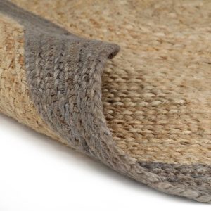 Covor manual cu margine gri, 120 cm, iută
