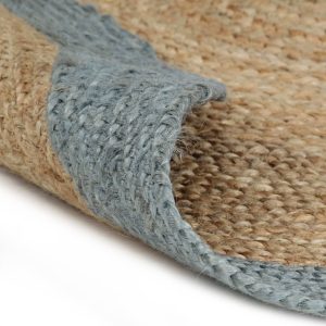 Covor manual cu margine măslinie, 90 cm, iută