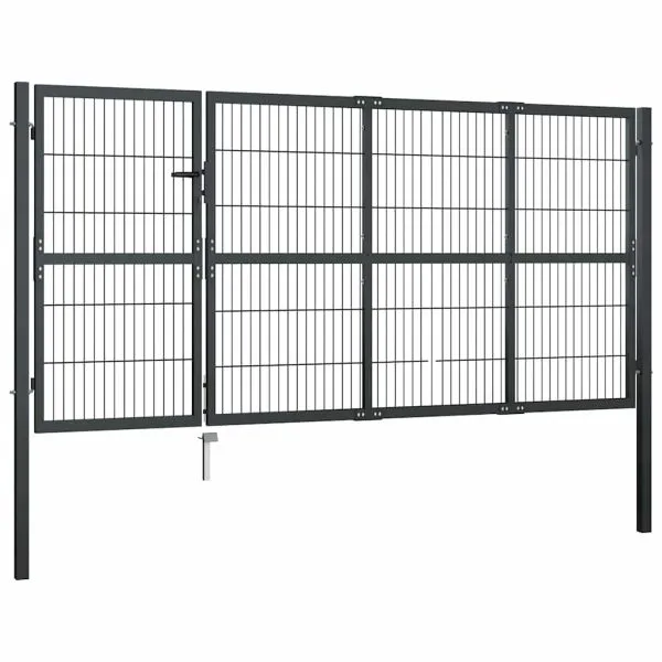 Poartă de grădină cu stâlpi, antracit, 350 x 120 cm, oțel