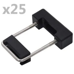 Clemă de prindere U cu plastic stâlp gard, 60×40 mm, 25 seturi