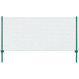 Gard din plasă de sârmă cu stâlpi, verde, 25 x 0,5 m, oțel