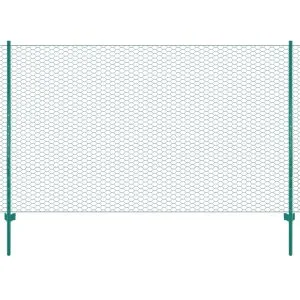 Gard din plasă de sârmă cu stâlpi, verde, 25 x 1,5 m, oțel