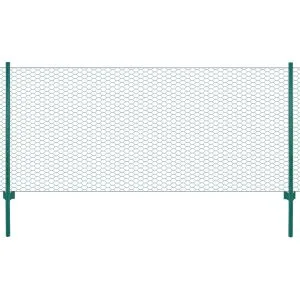 Gard din plasă de sârmă cu stâlpi, verde, 25 x 0,5 m, oțel