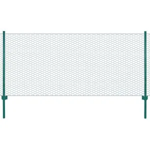 Gard din plasă de sârmă cu stâlpi, verde, 25 x 1 m, oțel