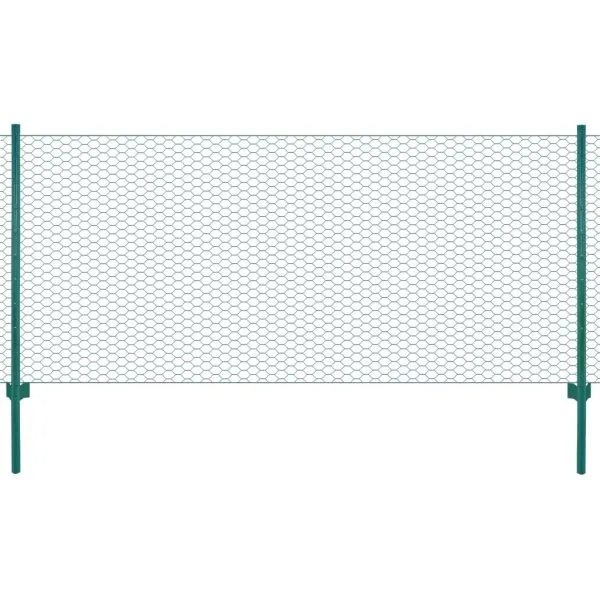 Gard din plasă de sârmă cu stâlpi, verde, 25 x 1 m, oțel