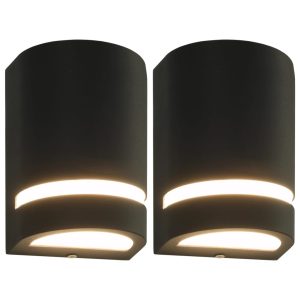 Lămpi de perete pentru exterior 2 buc. negru 35 W semirotund