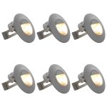 Lămpi de perete LED de exterior, 6 buc., argintiu, 5 W, rotund