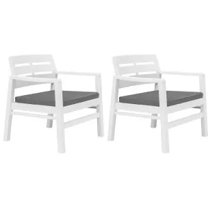 Set mobilier de grădină, 3 piese, alb, plastic