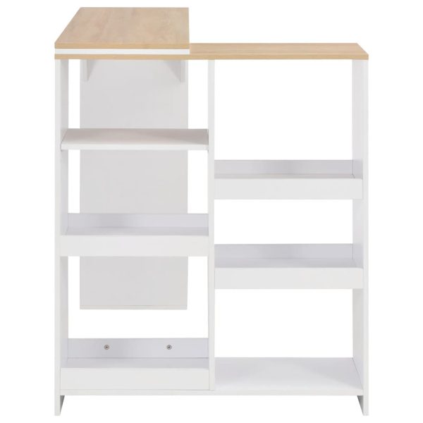 Masă de bar cu raft mobil, alb, 138x39x110 cm