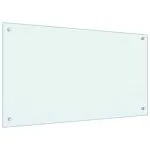 Panou antistropi de bucătărie, alb, 90×50 cm, sticlă securizată
