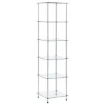 Raft cu 6 niveluri transparent, 40x40x160 cm, sticlă securizată