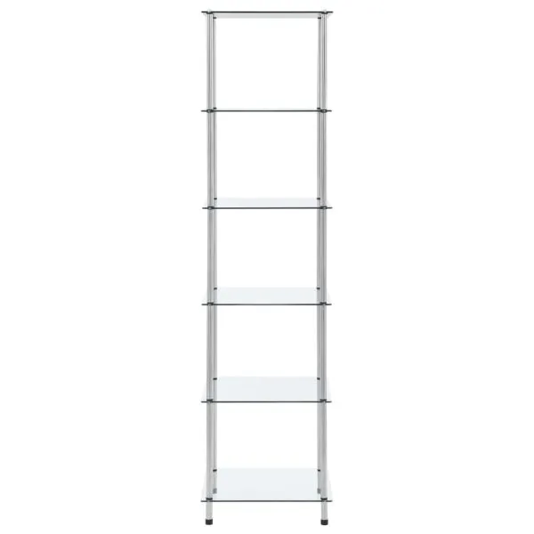 Raft cu 6 niveluri transparent, 40x40x160 cm, sticlă securizată
