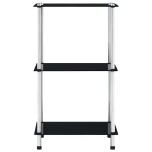 Raft cu 3 niveluri, negru, 40 x 40 x 67 cm, sticlă securizată