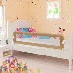 Balustradă protecție pat copii, gri taupe, 150×42 cm, poliester