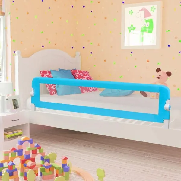 Balustradă de protecție pat copii albastru 180×42 cm poliester