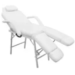 Scaun tratament facial, piele artificială, 185x78x76 cm, alb