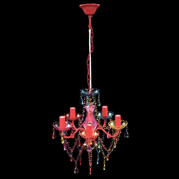 Lustră Cristal Artificial pentru 5 becuri Multicoloră