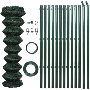 Gard din plasă cu stâlpi, verde, 1,5 x 25 m, oțel