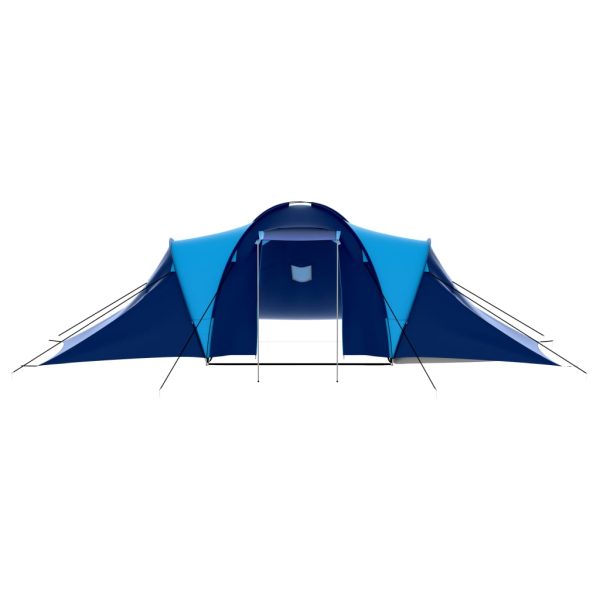 Cort camping textil, 9 persoane, albastru închis și albastru