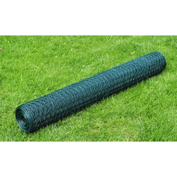 Plasă de sârmă găini, verde, 25 x 0,75 m, cu înveliș PVC