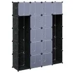 Dulap modular 14 compartimente alb și negru 37 x 146 x 180,5 cm